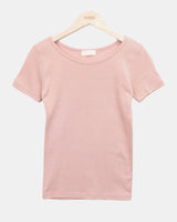 モジュ Uネック スリム ラウンド ショートスリーブ Tシャツ