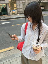 Hiche Stripe Basic Pocket Shirt