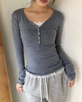 エタンストライプウォーマーロングスリーブTシャツ