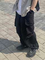Platinum Grey Nylon Cargo Balloon Pants 2C