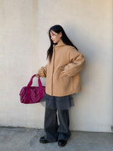 Syasdeulo Quilted Boucle Hood Half Coat Jacket