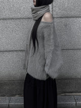 overfit mohair lips-neck knit (2color)