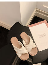 Cross Weave Open-Toe Strap Sandals