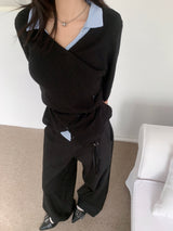 Troye Strap Point Semi-Formal Wide Long Pants (3 Colors)