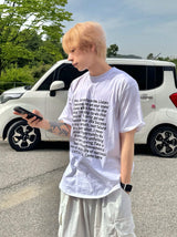 スクエアフレームレタリング半袖Tシャツ 3C
