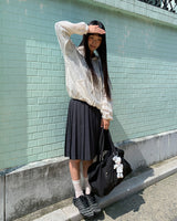 Lersha pleated midi wide skirt