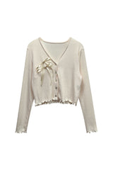 LUCID RIBBON CARDIGAN / IVORY
