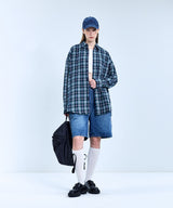87-STAN089 Classic Vintage OverFit Pocket Long-Sleeved Check Shirt