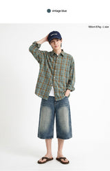basic washing bermuda denim pants (vintage blue)