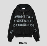 Wanted Lettering Crop Hood Zip-Up