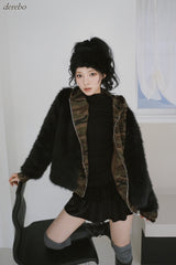 velvet cancan banding mini skirt