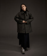 W BALMACAAN HERRINGBONE WOOL CASHMERE HALF COAT BLACK