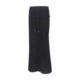 FOLDING SWEAT MAXI SKIRT_Black