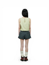 BUTTON SLACKS SHORTS (CHARCOAL)