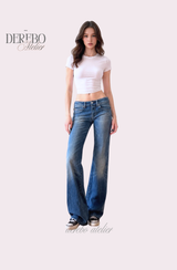 Roy Blue Dist Semi-Long Denim Pants