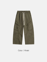 Curved diagonal cargo banding pants