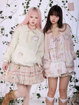 ROSE ISLAND アップリケフェイクポケットドールカラーカーディガン