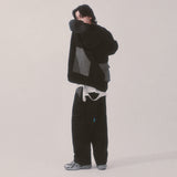 ストライプパッチデニムパンツ_ブラック