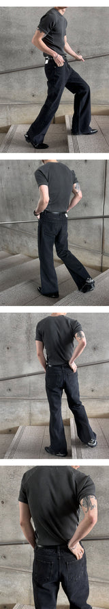 [MUSCLE FIT] Pigment mesh golgi half knit t-shirts(4color)