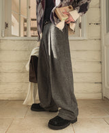 Sloped Wool One-Tuck Wide Slacks