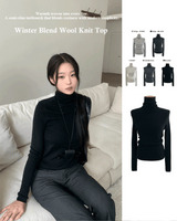 Winter Blend Wool Polar Semi-Slim Fit Long Sleeve Knit Top (5 Colors)
