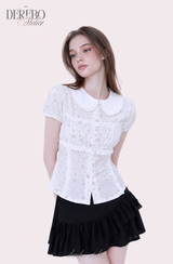 Peter Pan Floral Short-Sleeve Blouse 