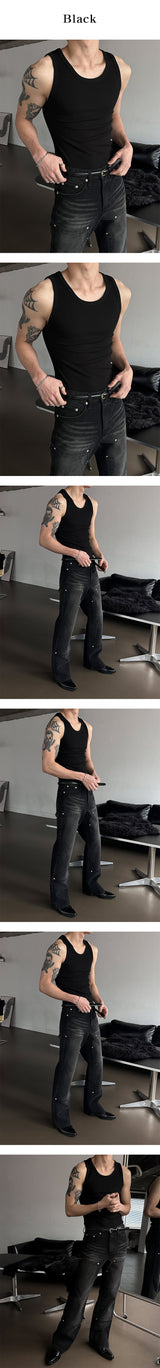 [MUSCLE FIT] ベーシックマッスルフィットスリーブレス(2color)