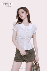 Peter Pan Floral Short-Sleeve Blouse 