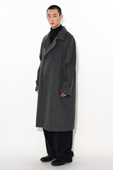 Versatile woolen mid-length overcoat
