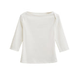 アヴェノアボートネック7分袖Tシャツ