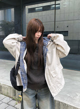 Yvonne Check Hood Cotton Boxy Fit Jumper