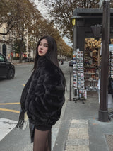 [PREMIUM/MADE] Oblique two-way fur jacket