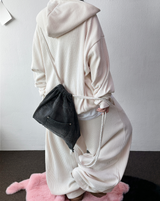 ワイドバルーンセットアップシャイニーベルベットビッグフードジップアップフーディー 🖤🐣 3 COLOR