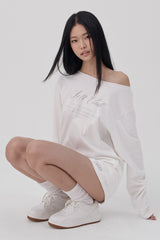Soft Club one-shoulder sweatshirt, White
