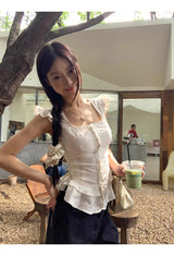 ラブリー半袖フリルノースリーブブラウス