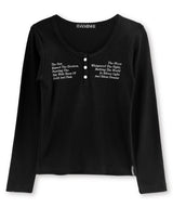 Sun&Moon Button Long Sleeve Tee_Black