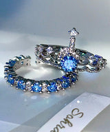 BLUE CUBIC CROWN RINGS