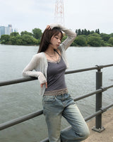 Henne Double Button See-Through Cardigan