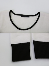 Bicolor U-neck Slim Crop Knit (3color)