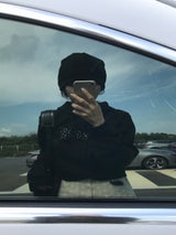 Grid Leather Patch Waffle Beanie (2c)