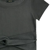 キュービックウィメンズタイ半袖Tシャツ_チャコール
