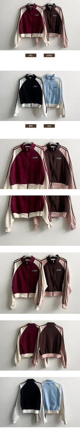 Tory Two-Way Track Line Coloring Embroidery Zip-Up
