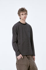 (BASE) STRIPE POCKET LONG SLEEVE (NAVY)