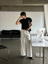 [SET] Aven cut muscle-fit short-sleeve T-shirt + Mer cut flare-fit denim pants