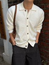 Angora semi-cropped collar cardigan