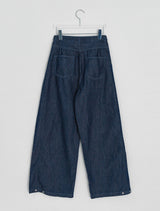 Maroon Side Button Wide Denim Pants