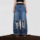 HIERARCHY STUDIOS ENE - Washed Blue Ripped Baggy Denim Jeans