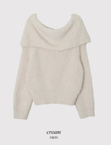 Fine Boucle Off Shoulder Loose Knit (5color)