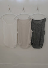 Linen Shirring Sleeveless Top_Dark Grey