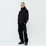 クリンクルフードウィンドジャンパー　ブラック